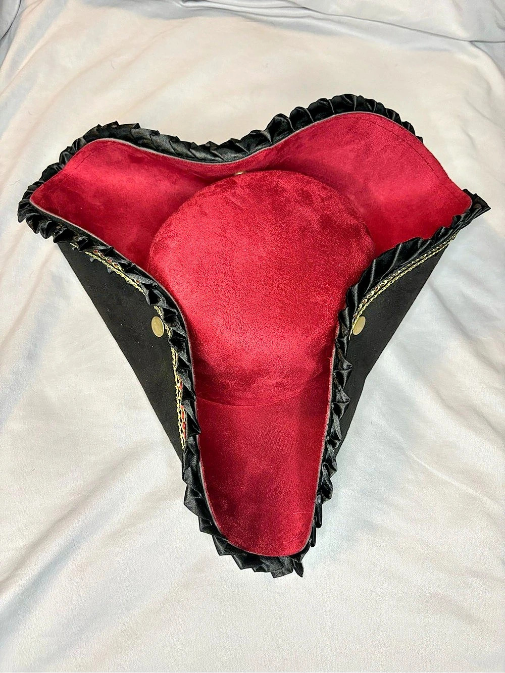 Red & Black Tricorne Costume Hat